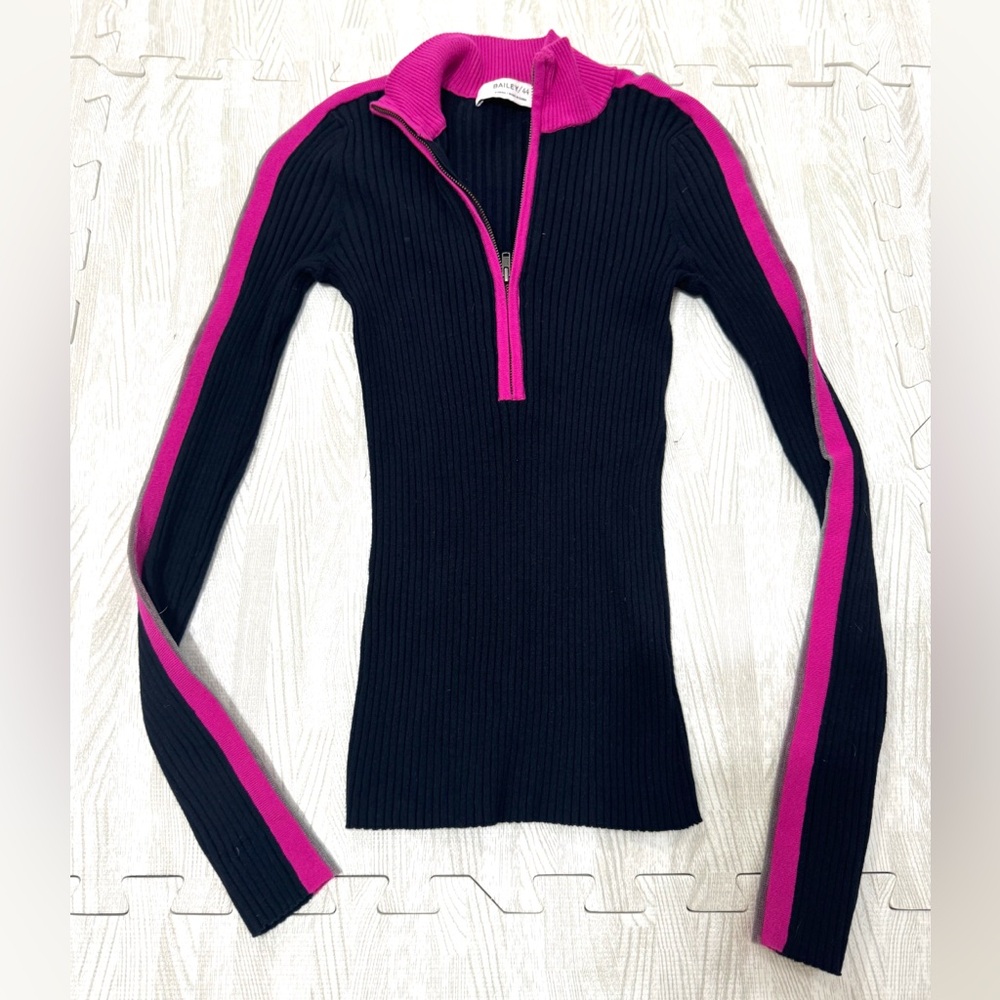 Bailey 44 Ribbed Quarter Zip Ribbed Sweater - Picture 3 of 11